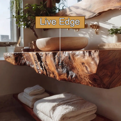 Velmoro Handcrafted Live Edge Solid Wood Floating Bathroom Vanity SPA723618 Kitchnce