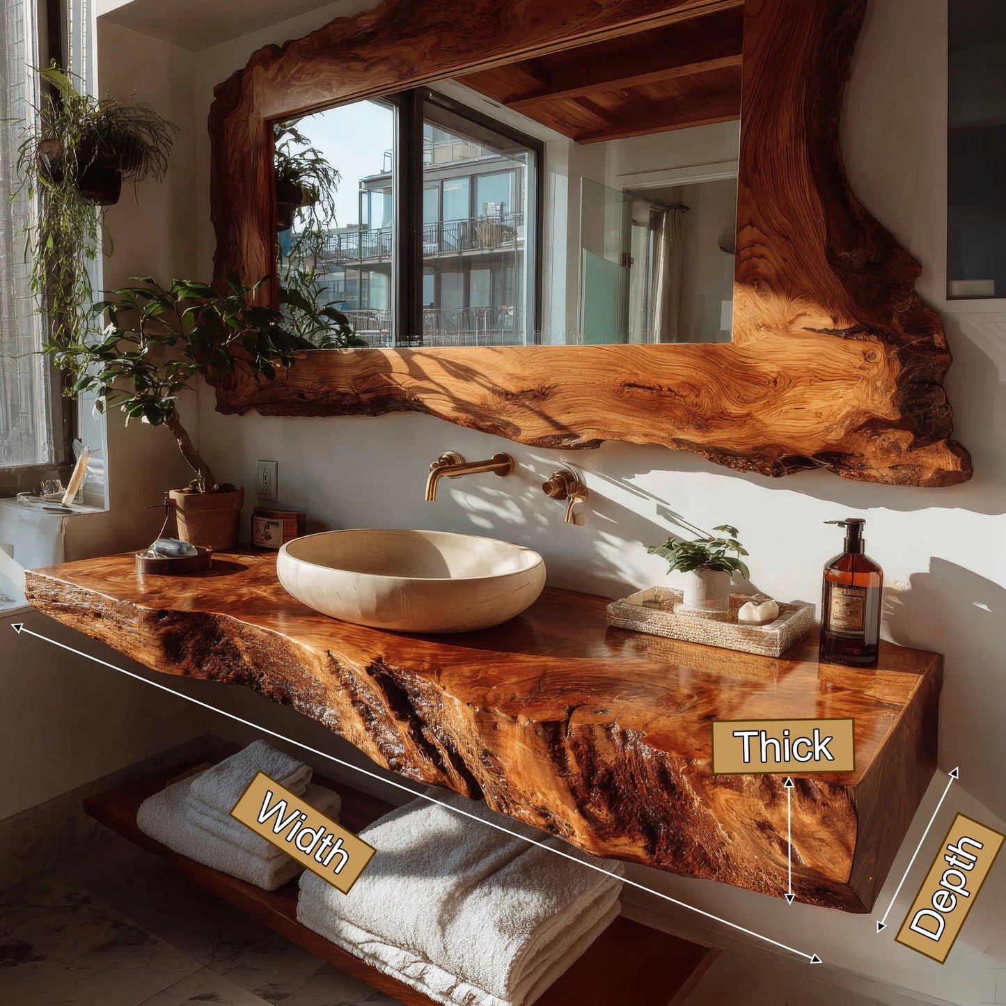 Velmoro Handcrafted Live Edge Solid Wood Floating Bathroom Vanity SPA723618 Kitchnce