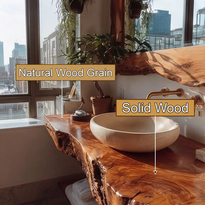 Velmoro Handcrafted Live Edge Solid Wood Floating Bathroom Vanity SPA723618 Kitchnce