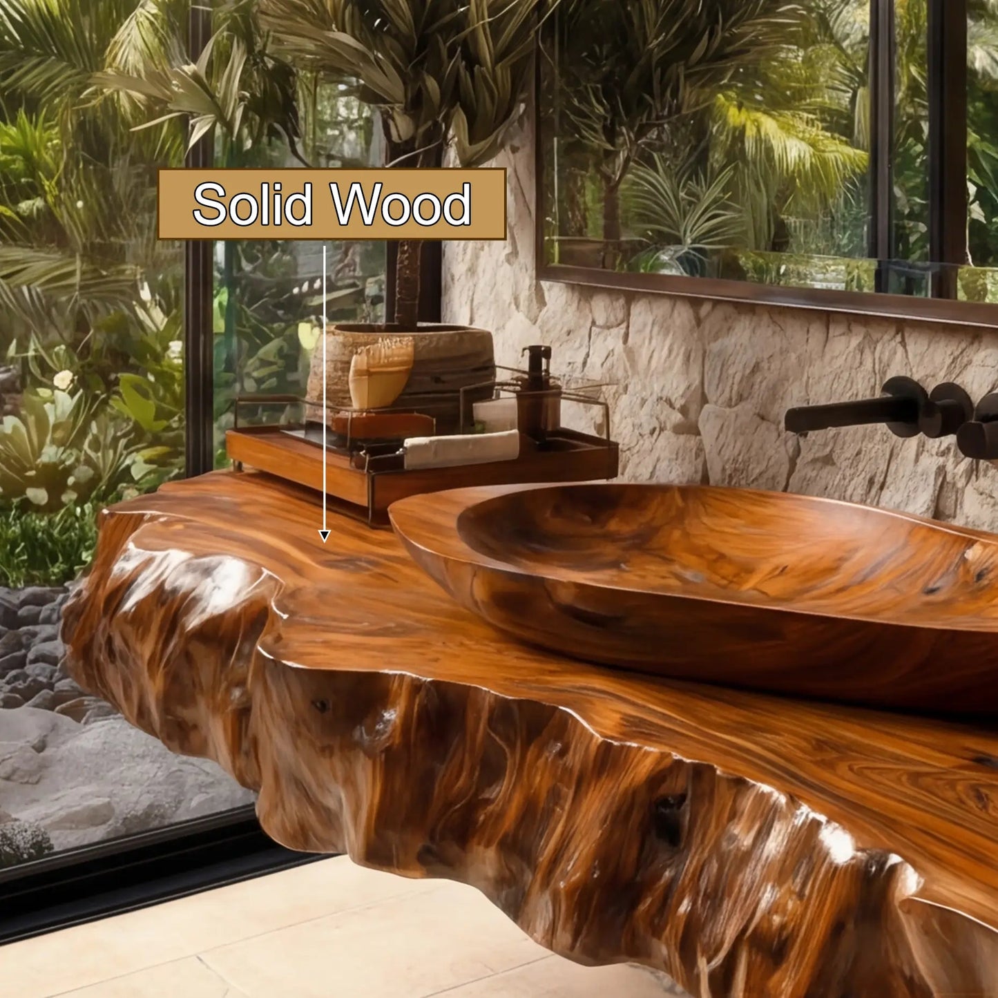 Velorin Live Edge Solid Wood Floating Bathroom Vanity SPA605219 Kitchnce
