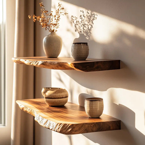 Velorin Live Edge Solid Wood Floating Shelf SPA635142 Kitchnce