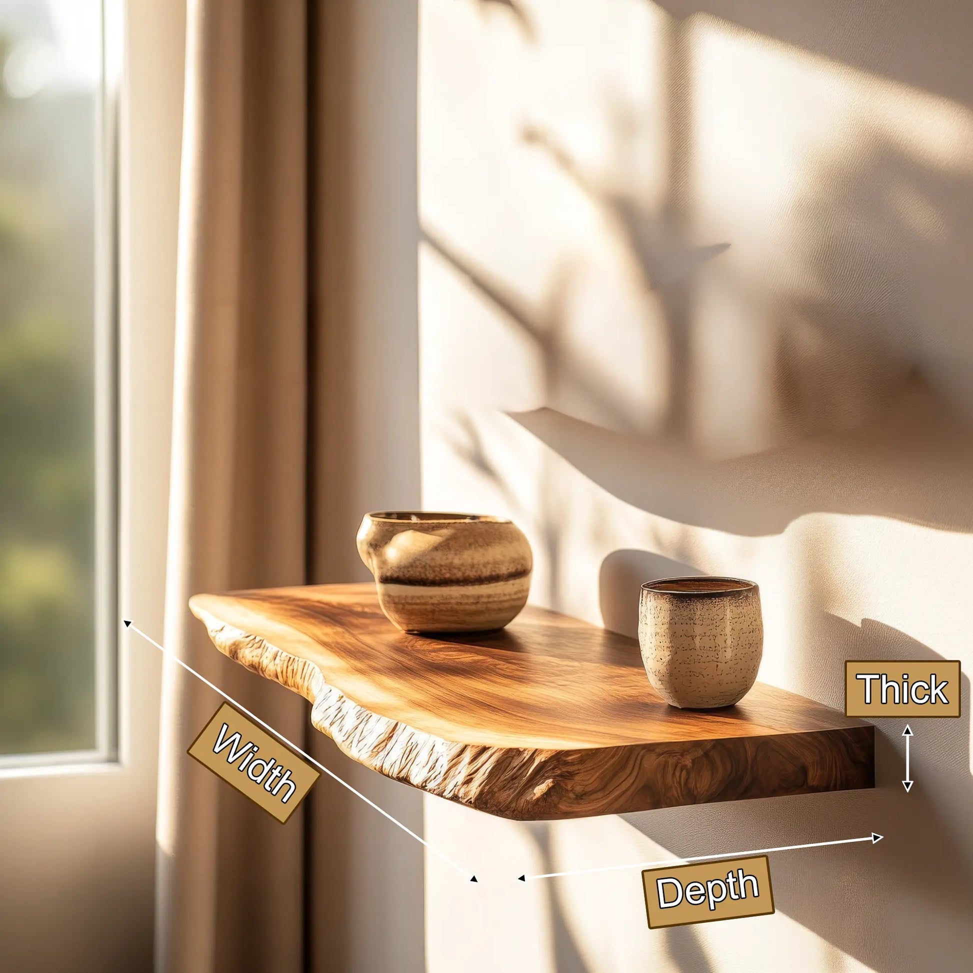 Velorin Live Edge Solid Wood Floating Shelf SPA635142 Kitchnce