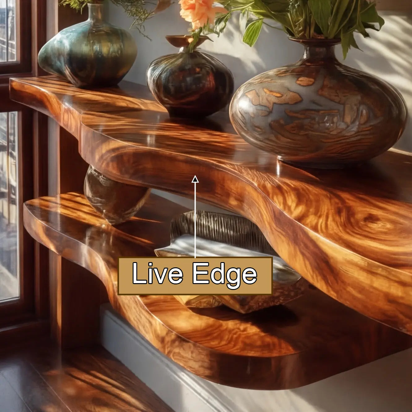 Velric Live Edge Solid Wood Floating Shelf SPA583849 Kitchnce