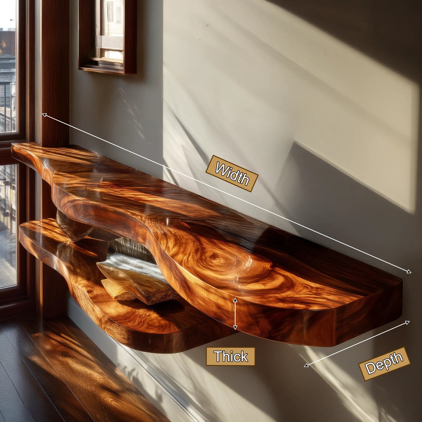 Velric Live Edge Solid Wood Floating Shelf SPA583849 Kitchnce