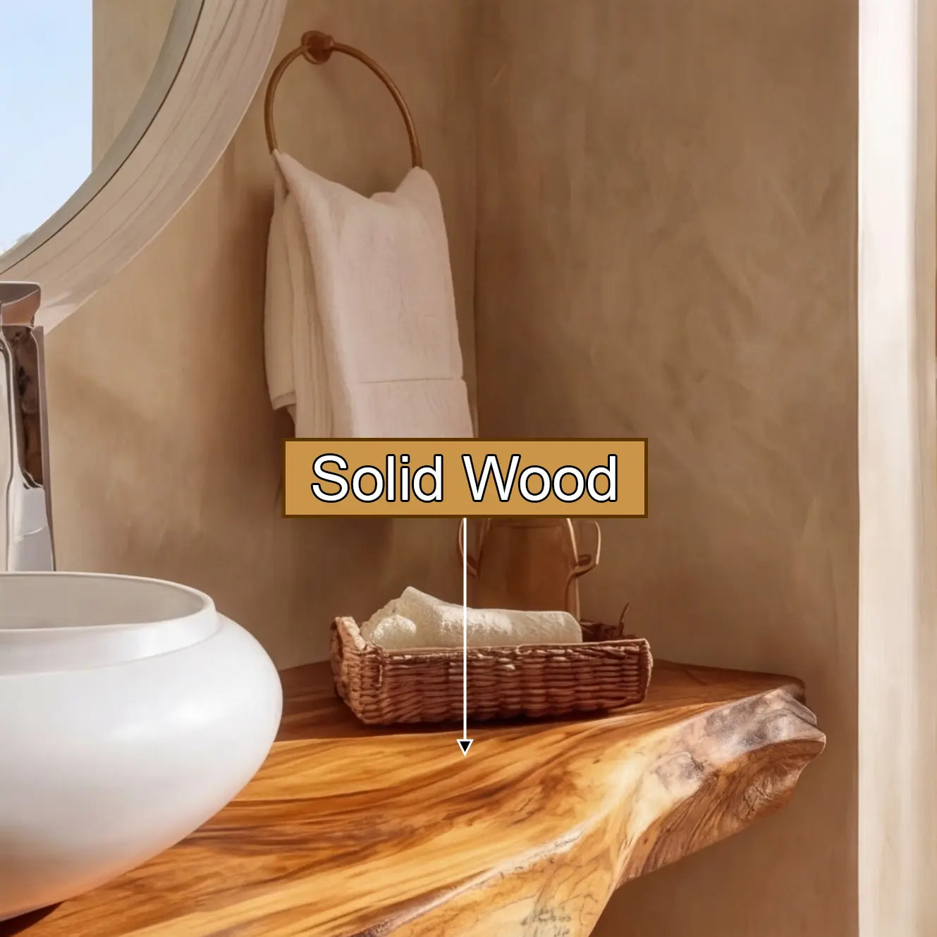Velrion Handcrafted Live Edge Solid Wood Floating Bathroom Vanity SPA721836 Kitchnce
