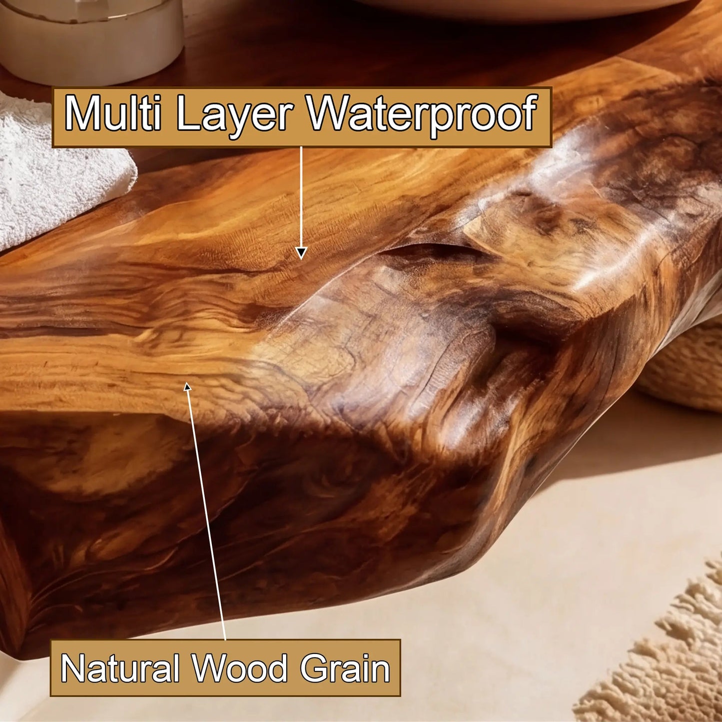 Velrion Handcrafted Live Edge Solid Wood Floating Bathroom Vanity SPA721836 Kitchnce