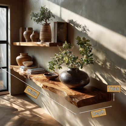 Velrion Live Edge Solid Wood Floating Shelf SPA900006 Kitchnce