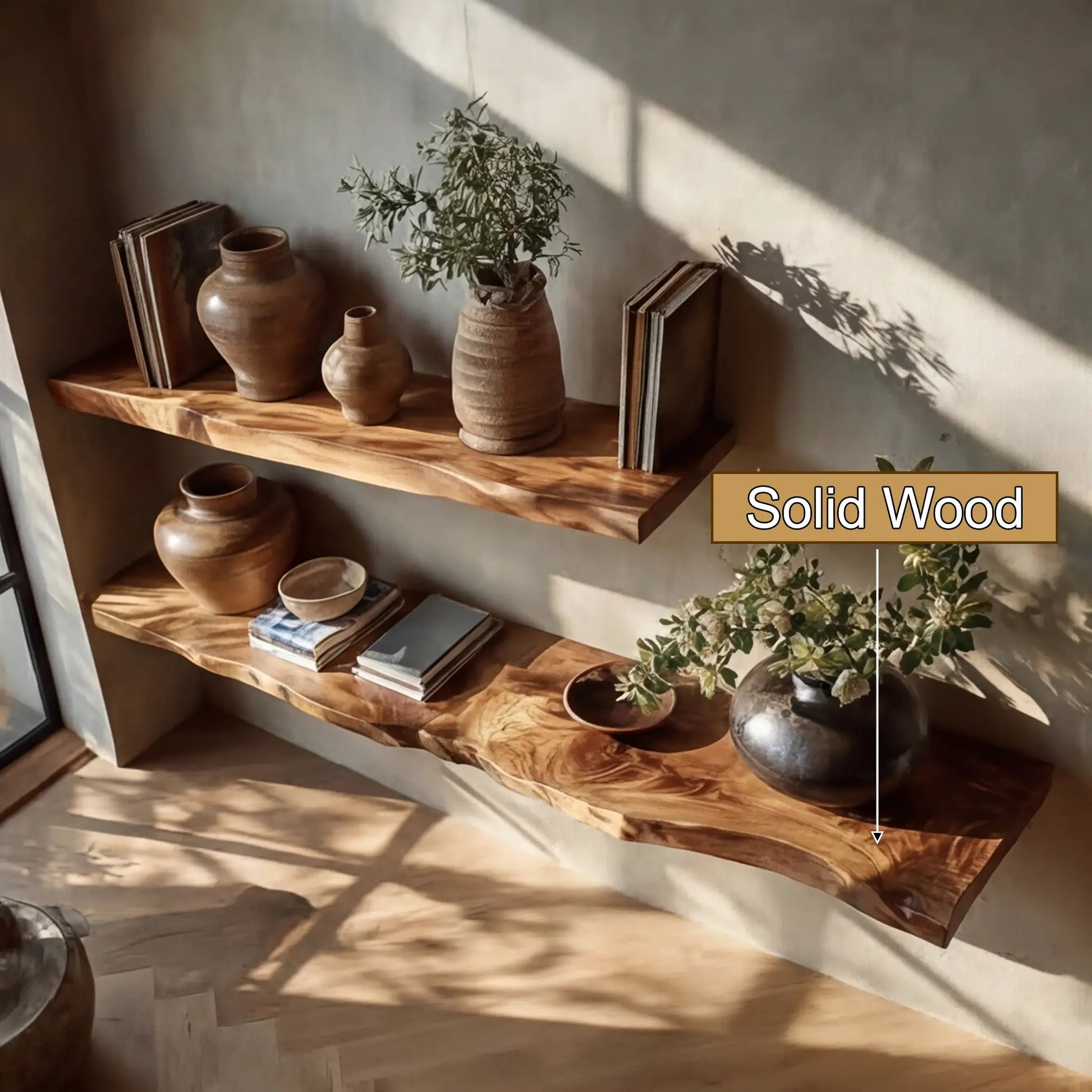 Velrion Live Edge Solid Wood Floating Shelf SPA900006 Kitchnce