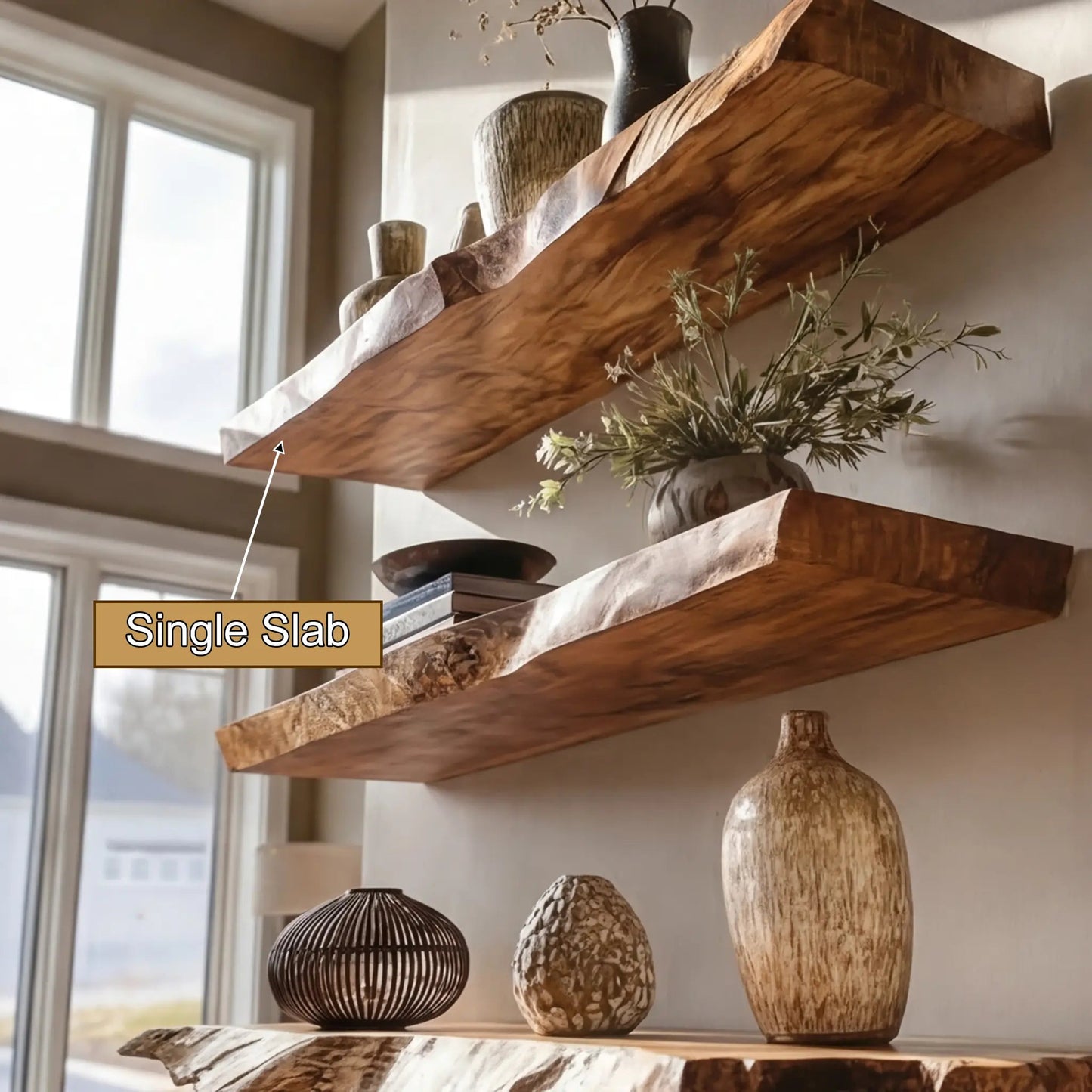 Velthara Live Edge Solid Wood Floating Shelf SPA526984 Kitchnce