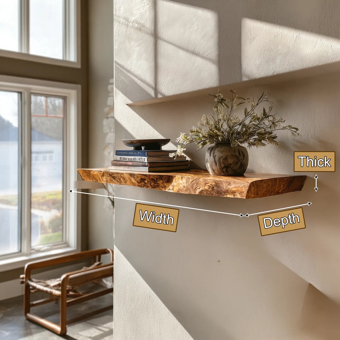 Velthara Live Edge Solid Wood Floating Shelf SPA526984 Kitchnce