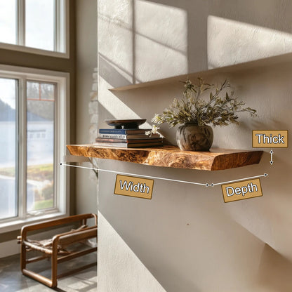 Velthara Live Edge Solid Wood Floating Shelf SPA526984 Kitchnce