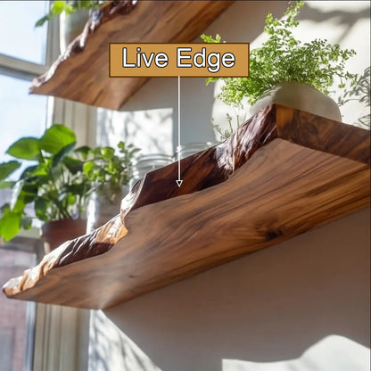 Veltrano Live Edge Solid Wood Floating Shelf SPA334970 Kitchnce
