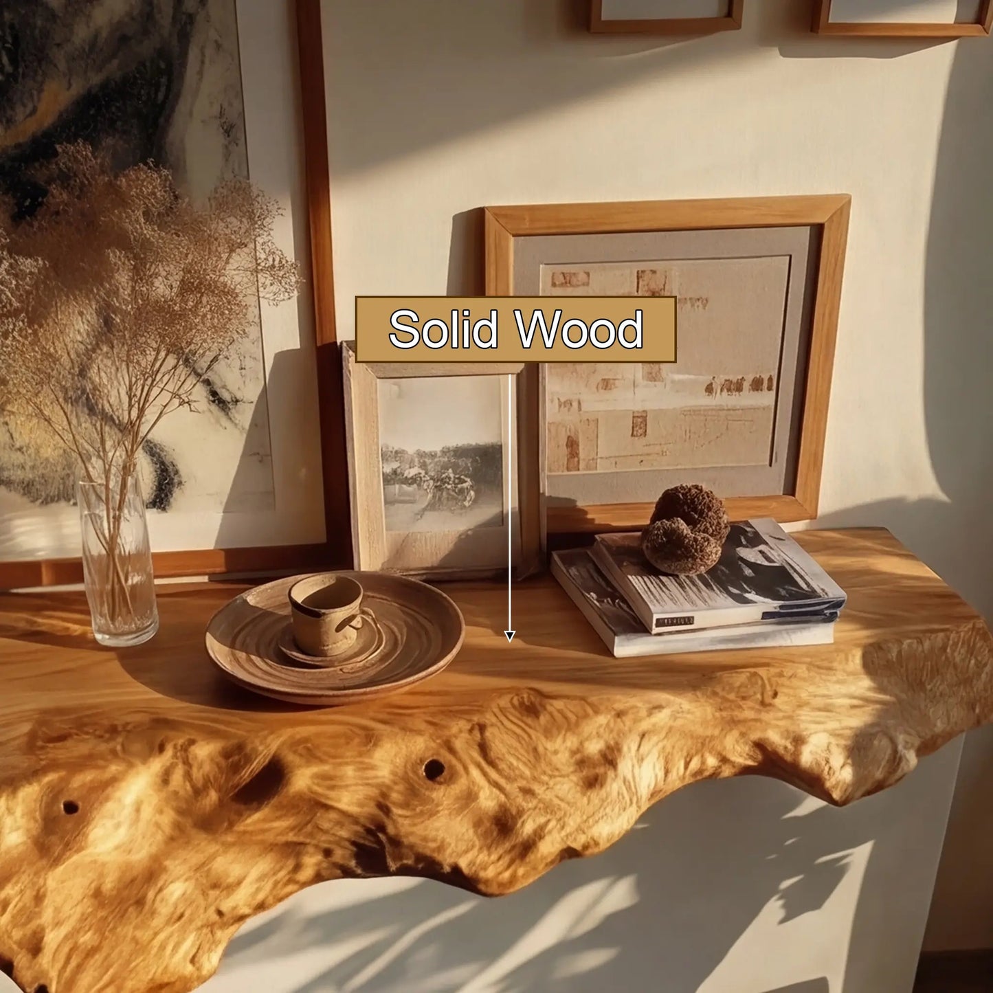 Veltrix Live Edge Solid Wood Floating Shelf SPA584233 Kitchnce