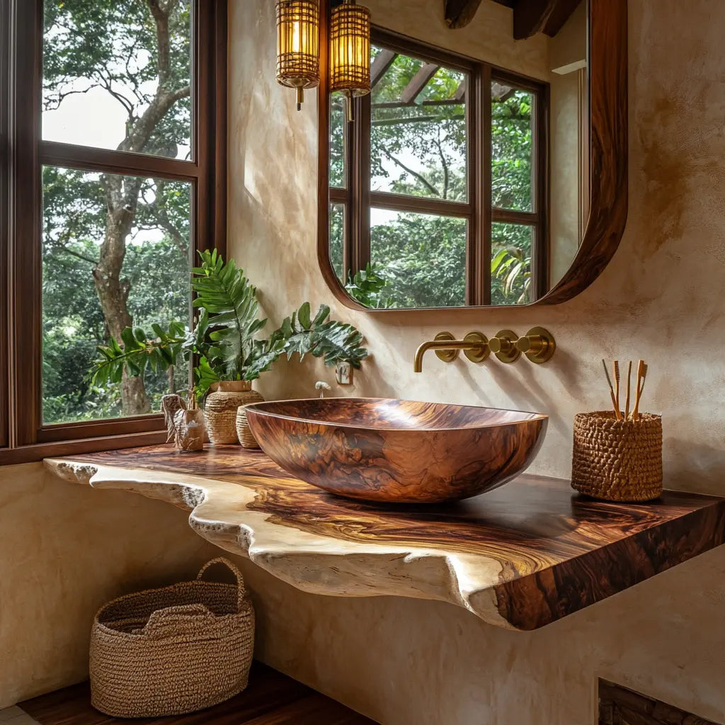 Virella Live Edge Solid Wood Floating Bathroom Vanity SPA128587 Kitchnce