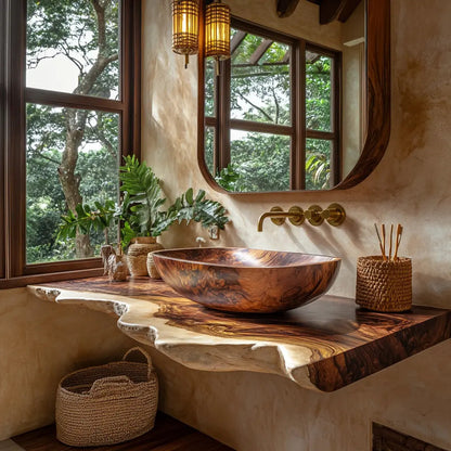 Virella Live Edge Solid Wood Floating Bathroom Vanity SPA128587 Kitchnce