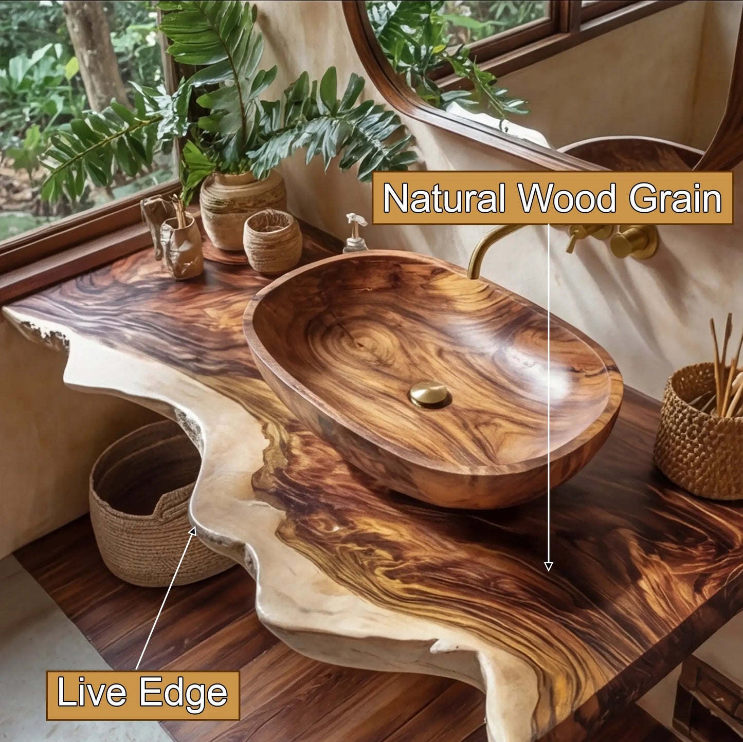 Virella Live Edge Solid Wood Floating Bathroom Vanity SPA128587 Kitchnce