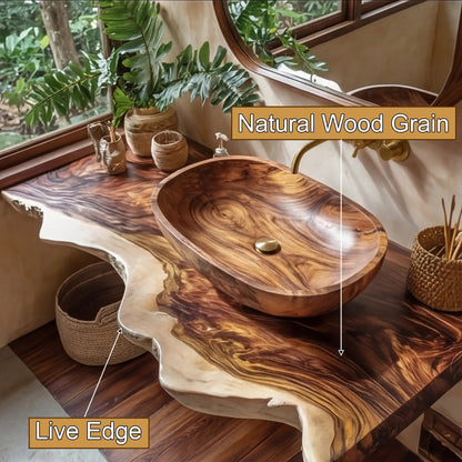 Virella Live Edge Solid Wood Floating Bathroom Vanity SPA128587 Kitchnce
