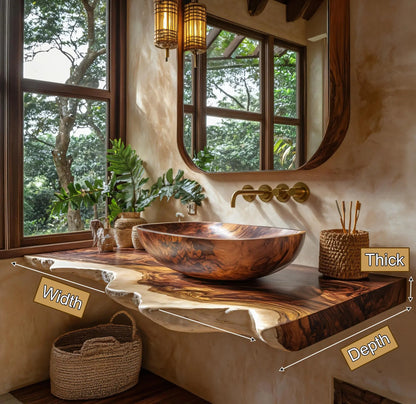 Virella Live Edge Solid Wood Floating Bathroom Vanity SPA128587 Kitchnce