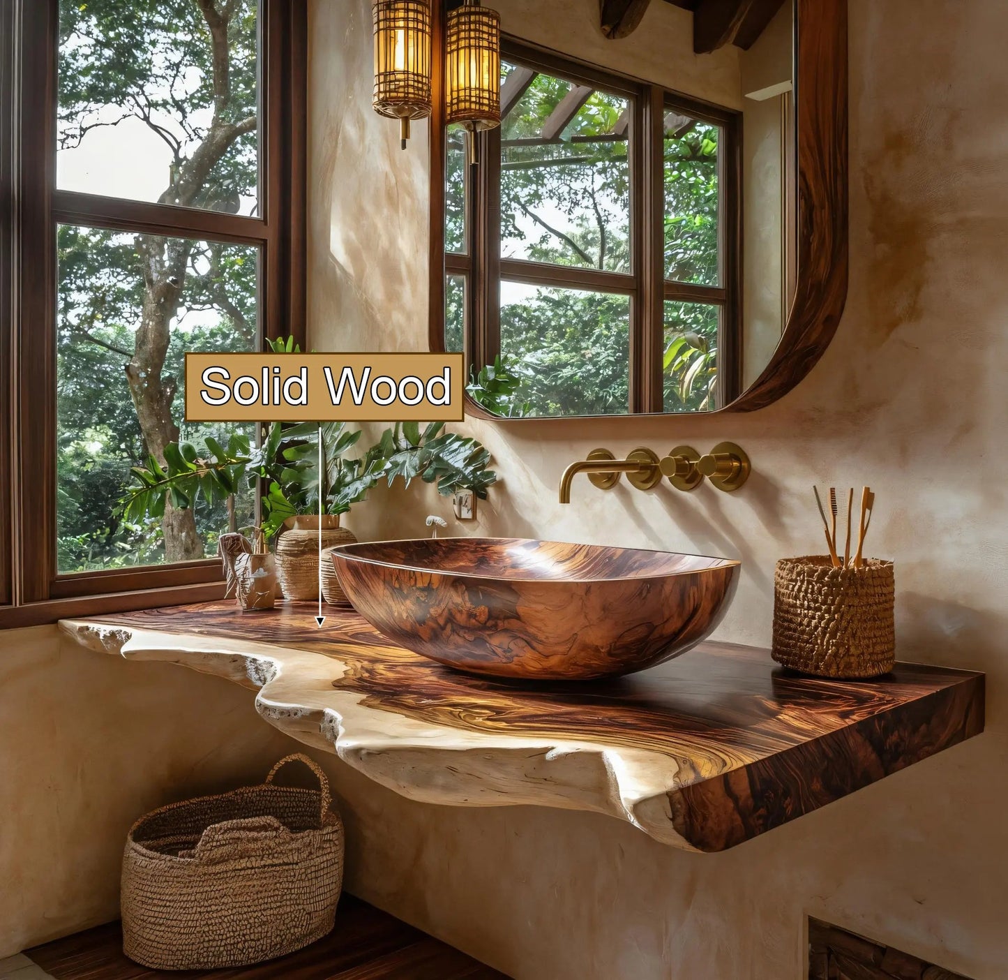 Virella Live Edge Solid Wood Floating Bathroom Vanity SPA128587 Kitchnce