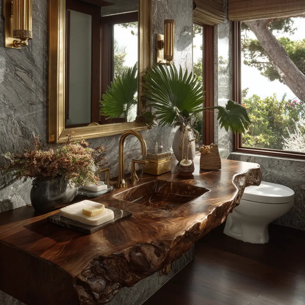 Virello Live Edge Solid Wood Floating Bathroom Vanity with Integrated Sink SPA242234 Kitchnce