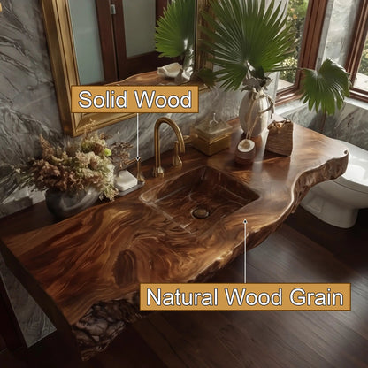 Virello Live Edge Solid Wood Floating Bathroom Vanity with Integrated Sink SPA242234 Kitchnce