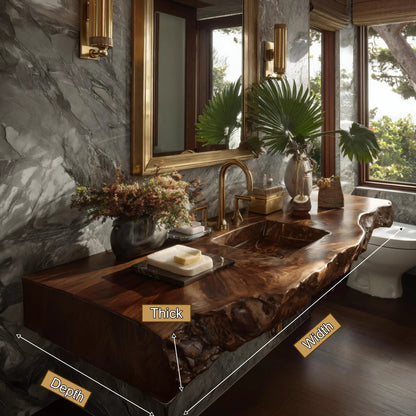 Virello Live Edge Solid Wood Floating Bathroom Vanity with Integrated Sink SPA242234 Kitchnce