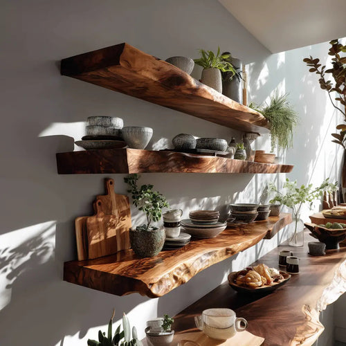 Virello Live Edge Solid Wood Floating Shelf SPA951365 Kitchnce