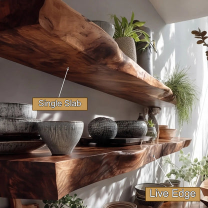 Virello Live Edge Solid Wood Floating Shelf SPA951365 Kitchnce
