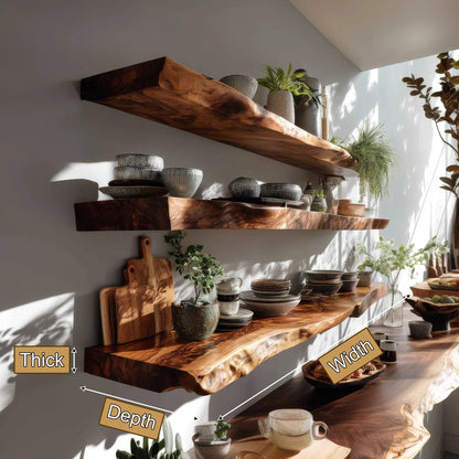 Virello Live Edge Solid Wood Floating Shelf SPA951365 Kitchnce