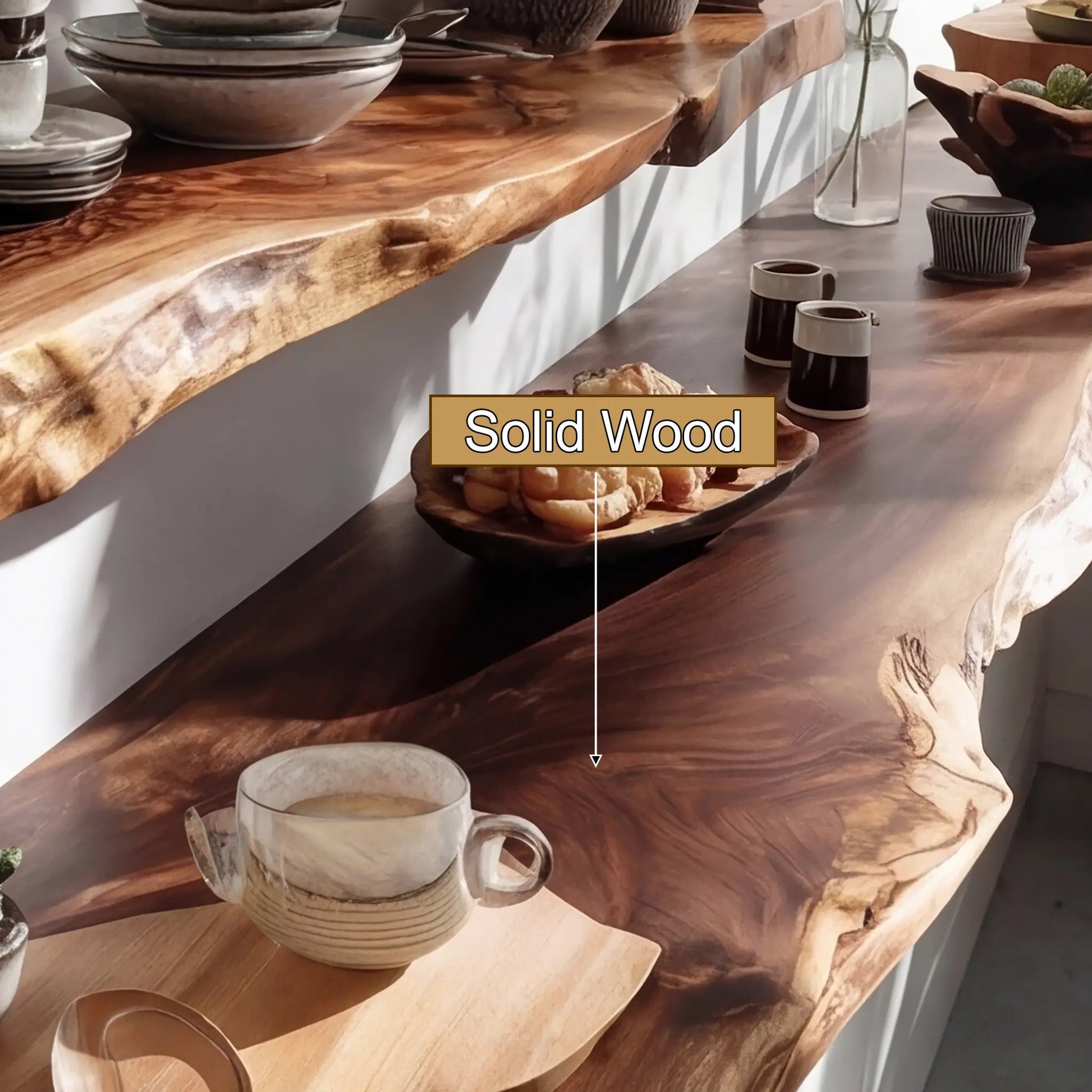 Virello Live Edge Solid Wood Floating Shelf SPA951365 Kitchnce