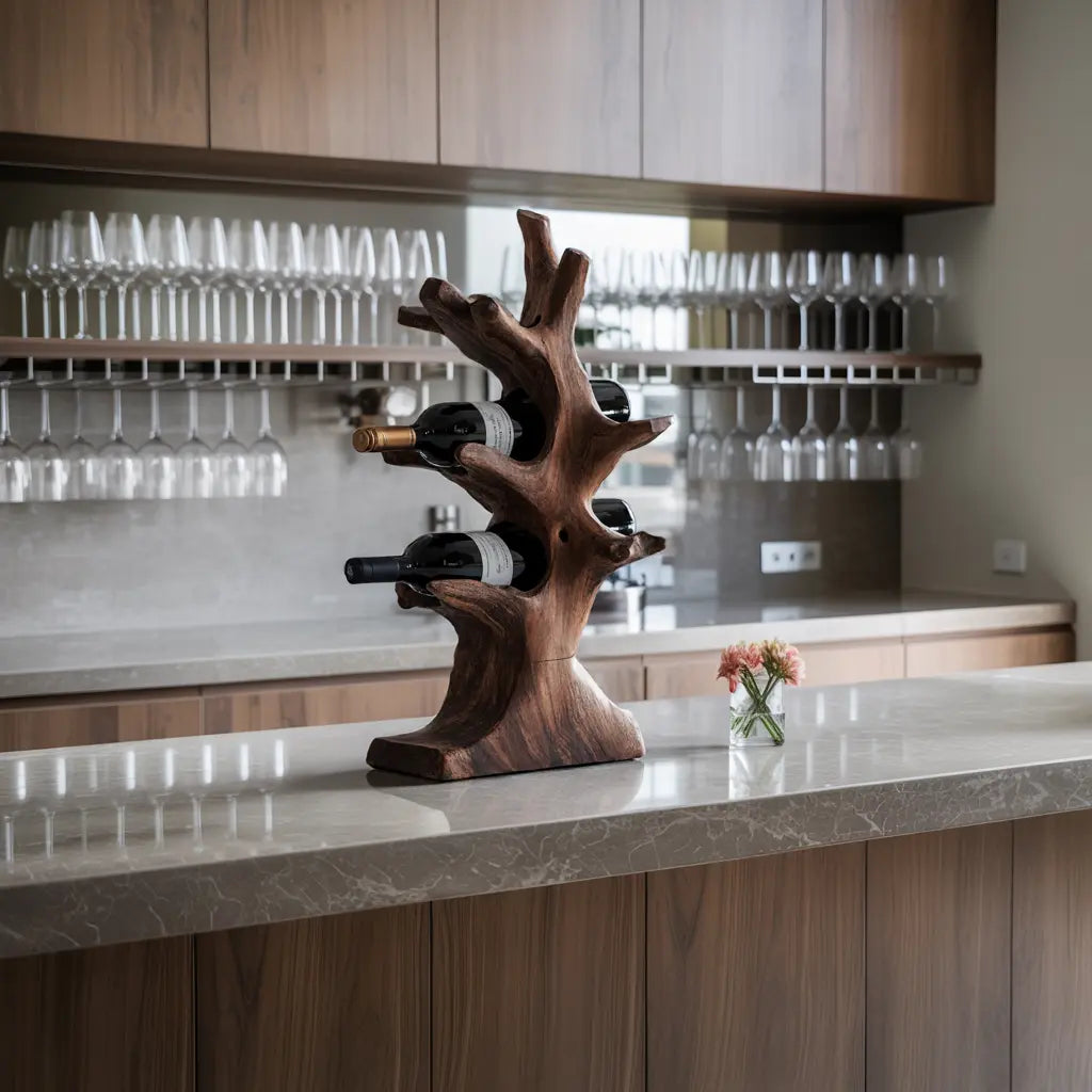 Rustic Wine Stand For Living Room Natural Wood Vibe Kitchnce