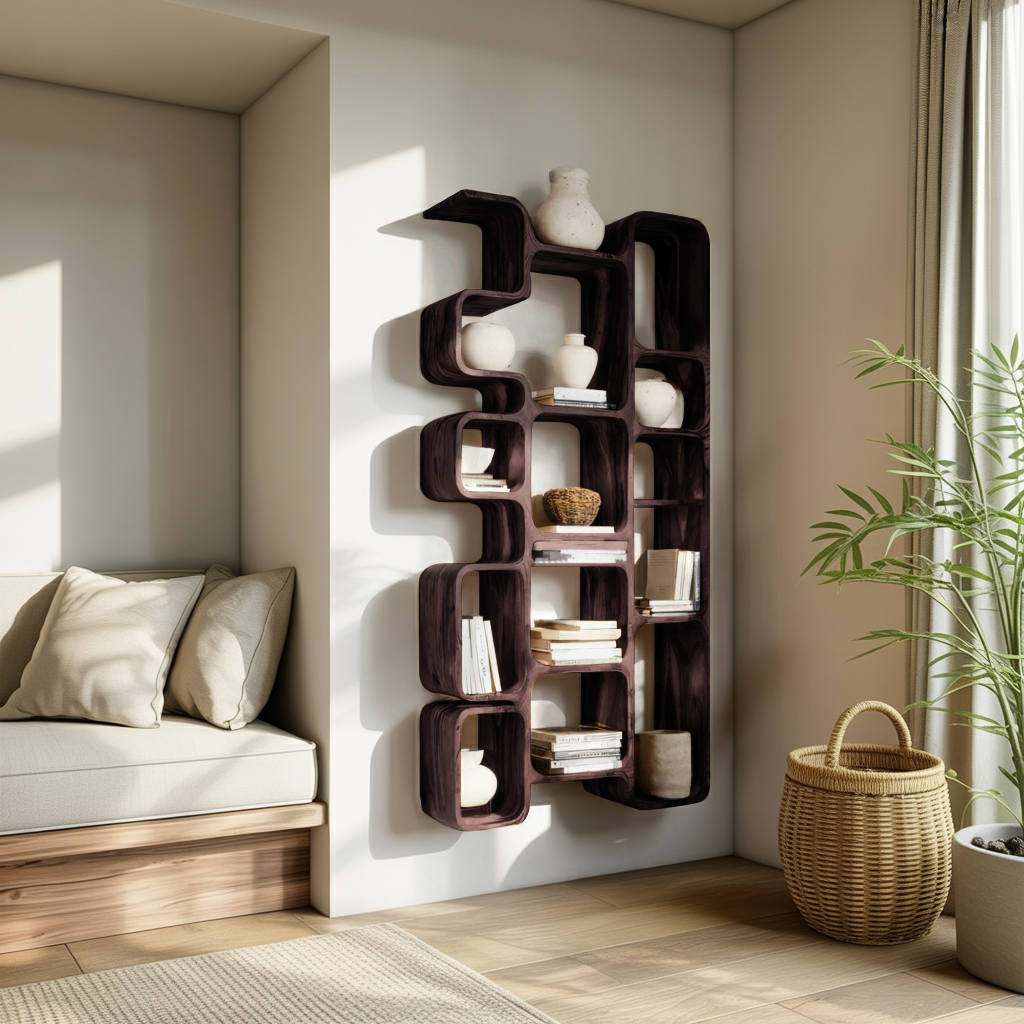 Modern Bookshelf With Integrated Compartments For Living Room Kitchnce
