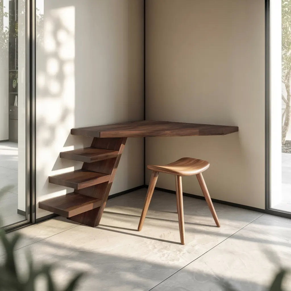 Minimalist Floating Corner Desk With Shelves For Small Home Office Workspace Kitchnce