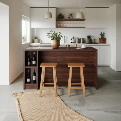 Contemporary Warm Wood Bar Table With Storage For Kitchen Or Breakfast Nook Kitchnce