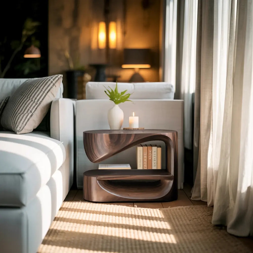Modern Curved Nightstand With Open Shelf For Minimalist Rooms Kitchnce
