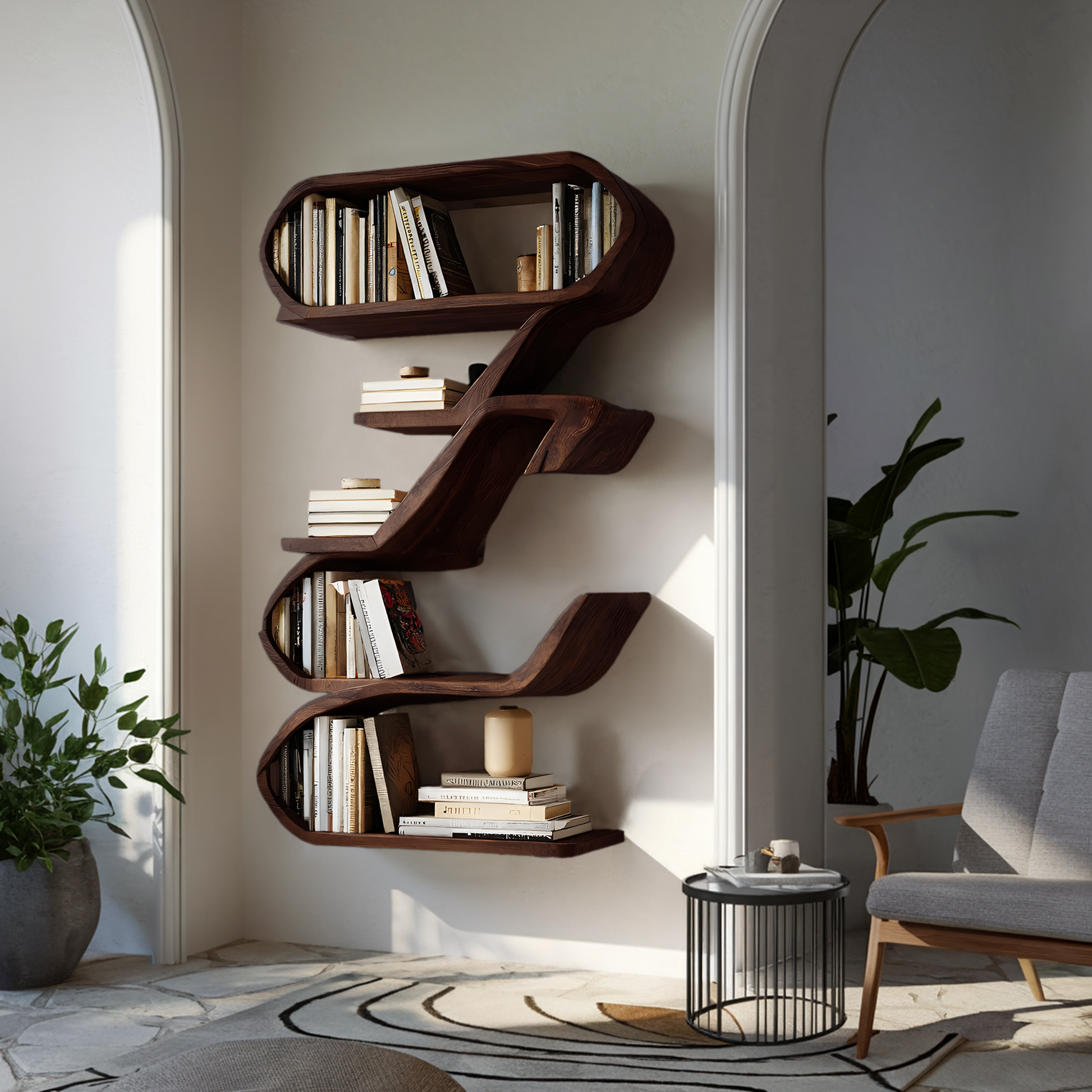 Modern Sculptural Wall Shelf For Living Room Display Kitchnce
