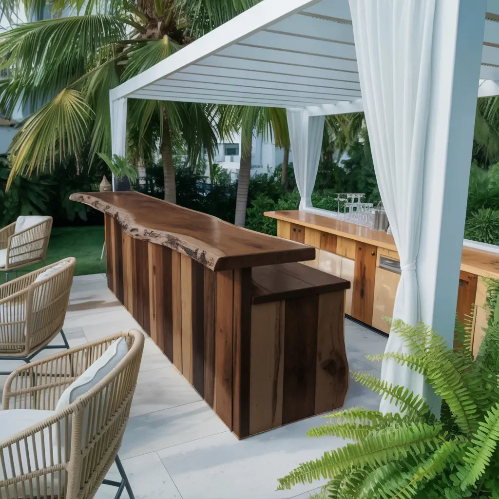 Rustic Live Edge Outdoor Bar Table For Patio Or Garden Kitchnce