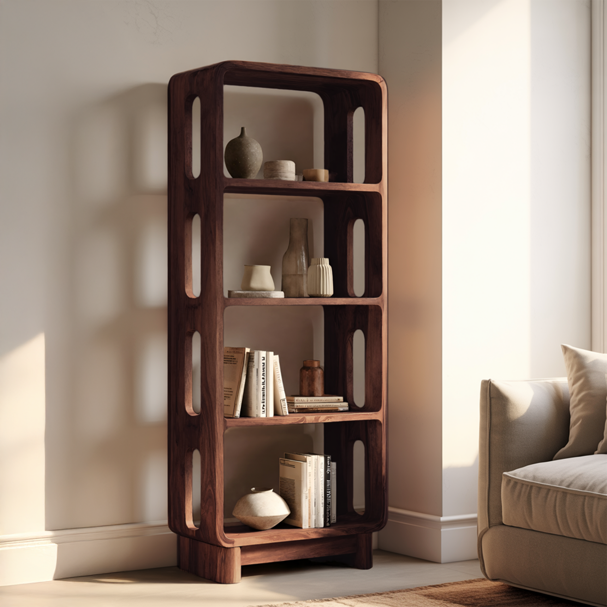 Contemporary Tall Bookshelf For Living Or Bedroom Kitchnce