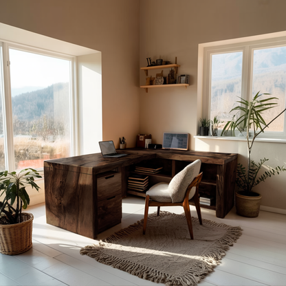 Contemporary L Shaped Workstation Desk For Study Room Kitchnce