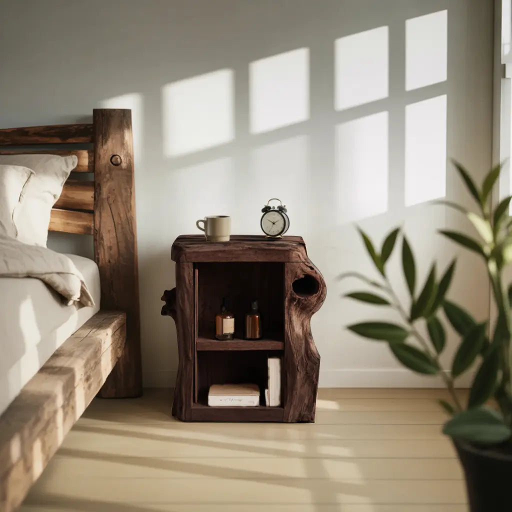 Handcrafted Live Edge Nightstand For Elegant Bedroom Kitchnce