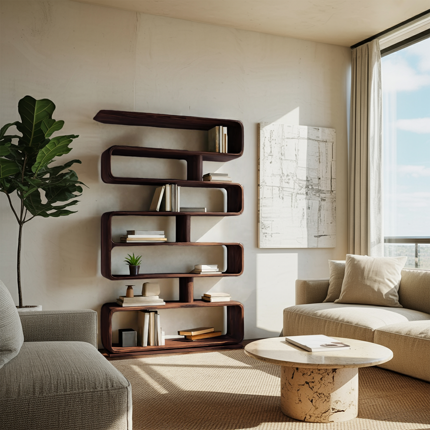 Modern Bookcase Freestanding Shelving Unit For Home Organization Kitchnce