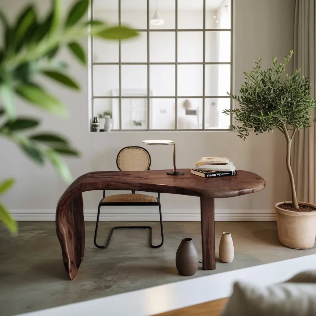 Live Edge Desk With Organic Curved Design For Home Office And Workspace Kitchnce
