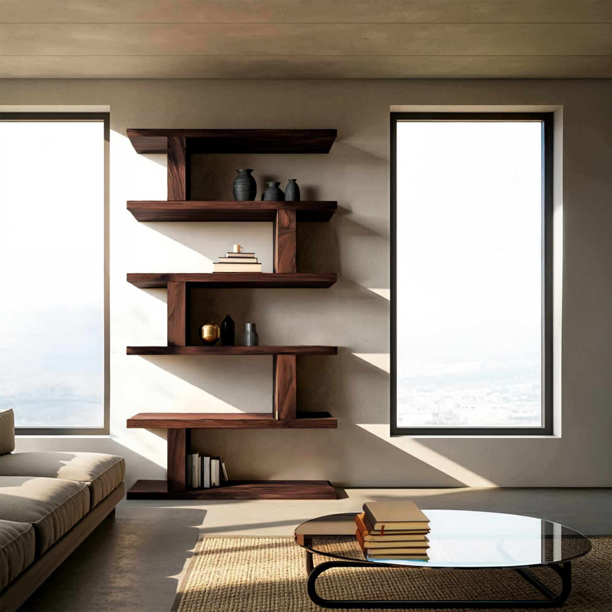 Contemporary Bookshelf With Clean Lines For Living Room Kitchnce