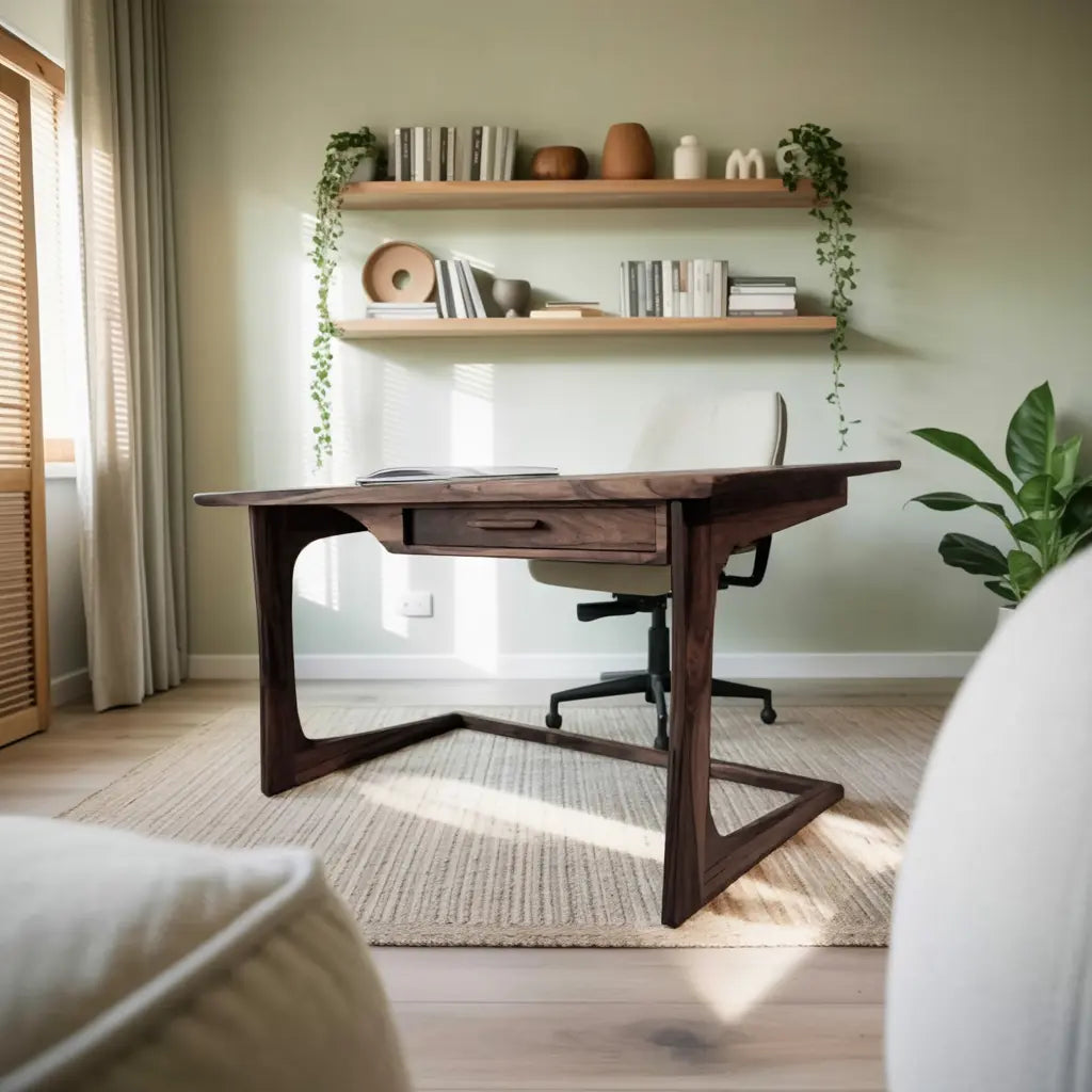Mid Century Modern Desk With Drawer For Home Office And Workspace Kitchnce