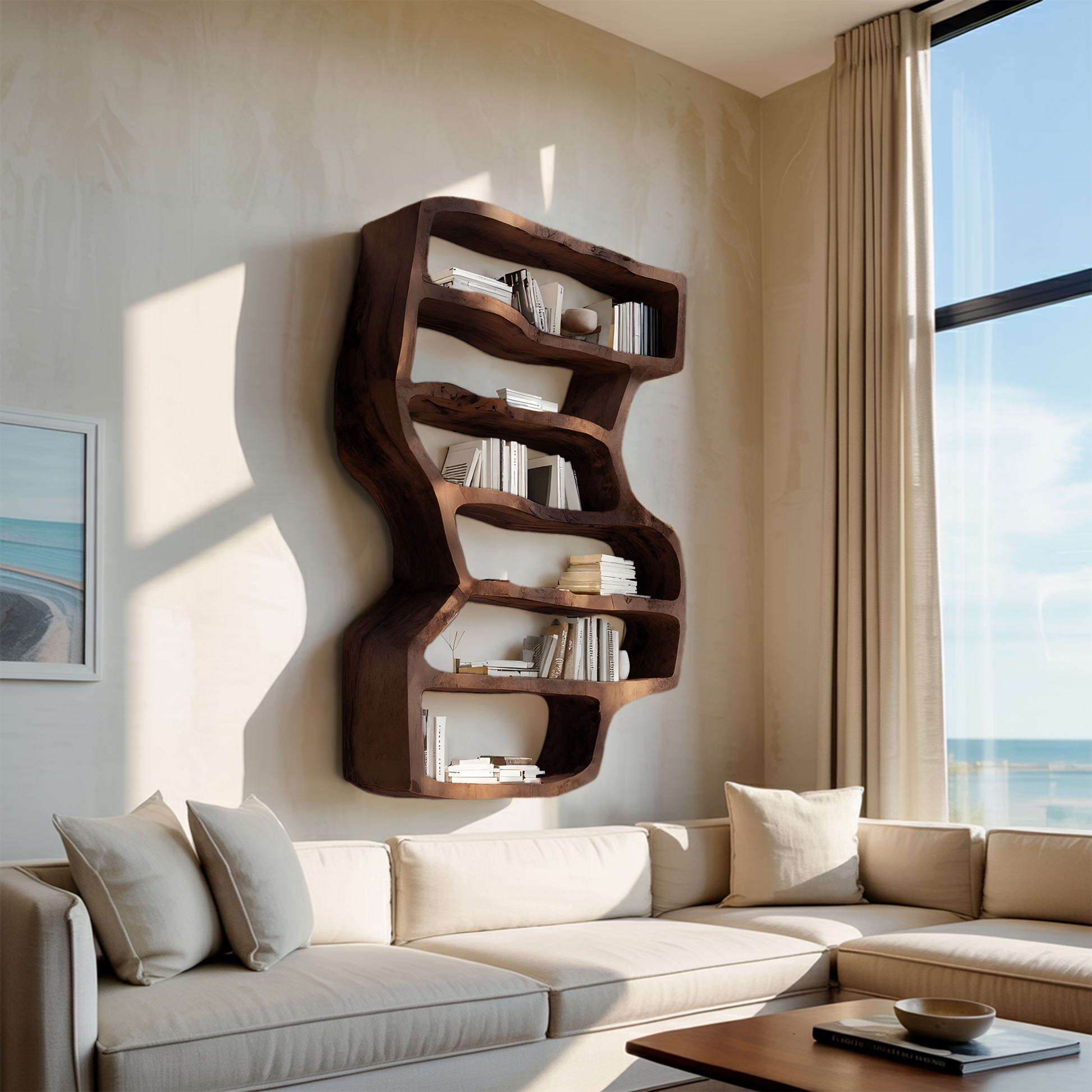 Organic Sculptural Wall Bookcase For Living Room Decor Kitchnce
