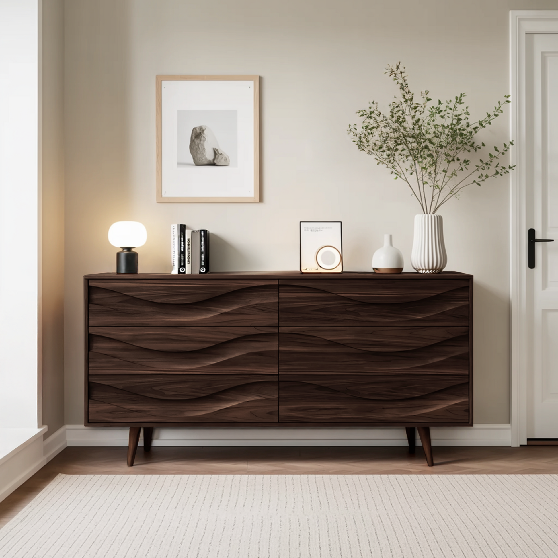 Modern Carved Wave Front Sideboard For Entryway Living Room Kitchnce
