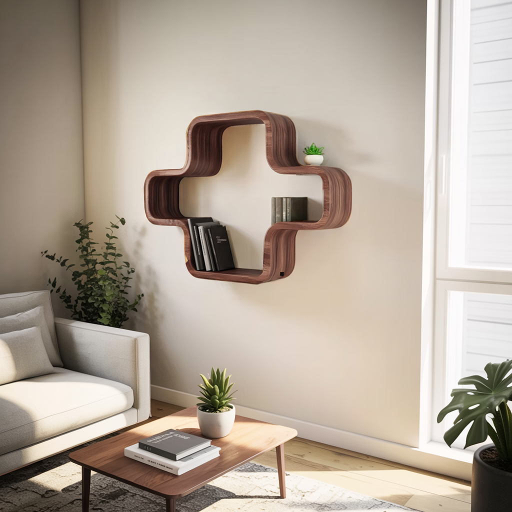 Modern Geometric Wall Mounted Bookshelf For Living Room And Office Kitchnce