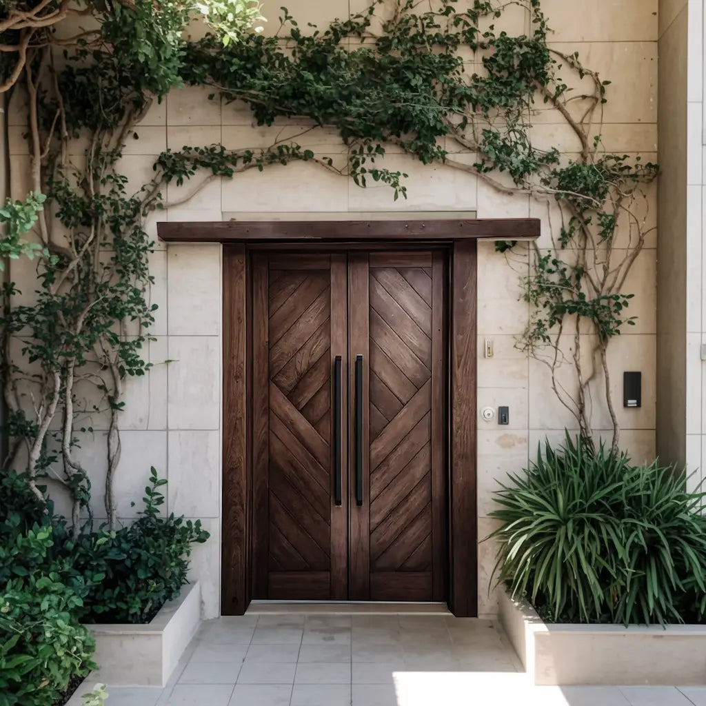 Rustic Double Front Door Modern Entryway Contemporary House Villa Kitchnce