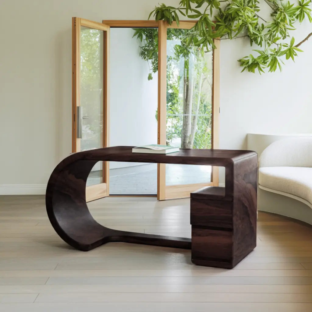 Curved Sculptural Desk With Fluid Form For Home Office And Studio Kitchnce