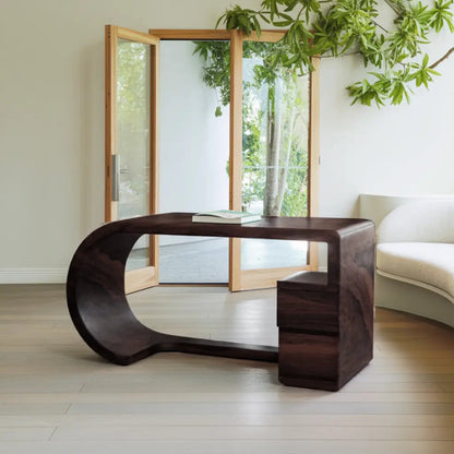 Curved Sculptural Desk With Fluid Form For Home Office And Studio Kitchnce